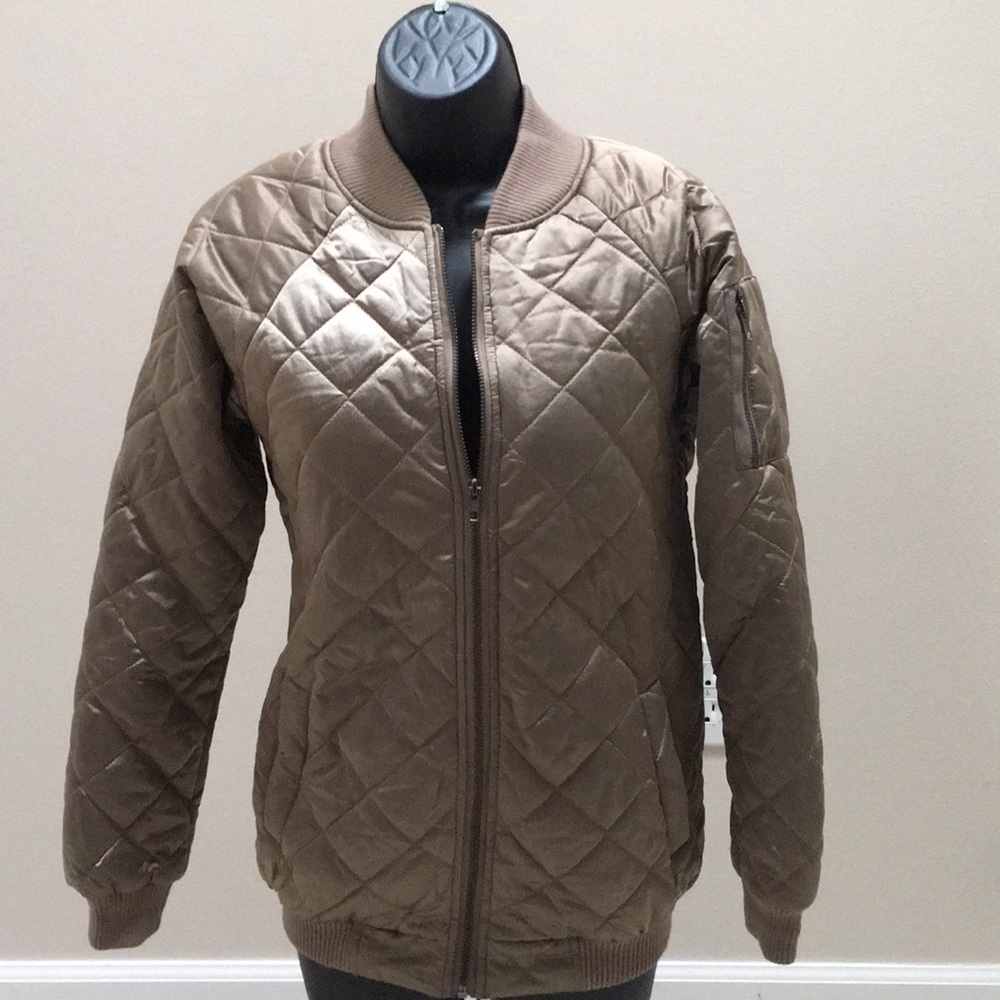 LIRA gold brown bomber jacket Sz S fall weather